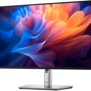 Dell P2725H 27 inch Full HD IPS monitor in black with silver stand for home office and content creation