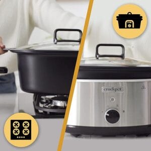 Crock-Pot slow cooker 3.5 litre stainless steel simple dial control for easy home cooking