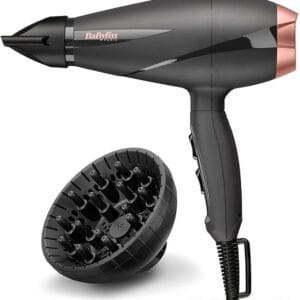 BaByliss Paris salon grade 2100W ionic hairdryer with diffuser attachment black rose gold